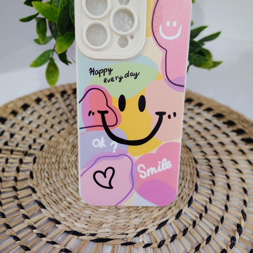 Cute Pastel Smile Pattern IPHONE 16 PRO MAX Case - Pink Multicolor